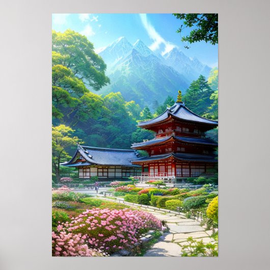 Poster Temple paisible près de la forêt (Devant)