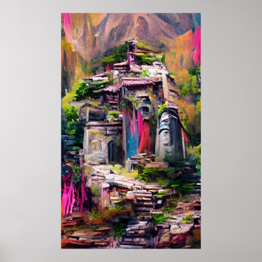Poster Temple - Peinture Abstraite colorée (Devant)