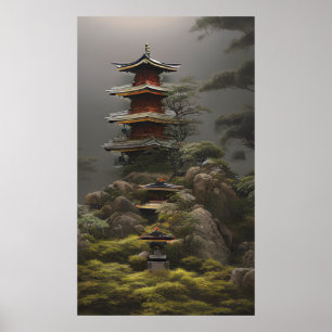 Poster Temple - Peinture colorée