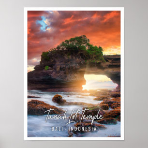 Poster Temple Tanah Lot au coucher du soleil à Bali Indon