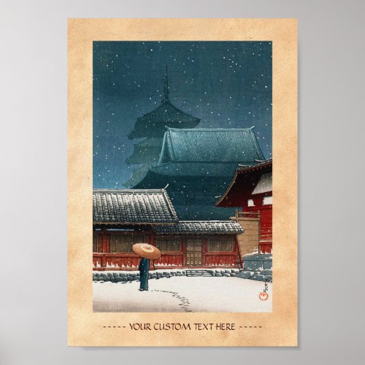 Poster Temple Tennô-ji à Osaka hasui kawase shin hanga (Devant)