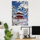 Poster Temple Zojoji en neige par Tsuchiya Koitsu (Bureau à domicile)
