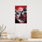 Poster Temples japonais dans les montagnes brumeuses (Cuisine)
