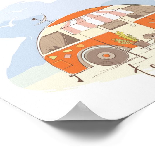 Poster Temps de déplacement camping remorque (Coin)