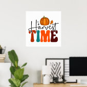 Poster Temps de récolte des feuilles citrouille et automn (Bureau à domicile)