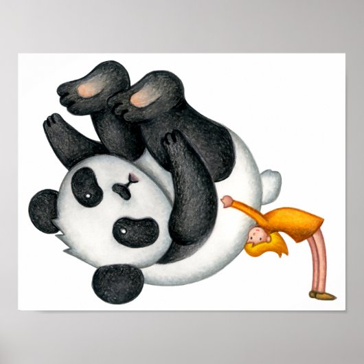 Poster Temps doux passé à interagir avec des pandas. (Devant)