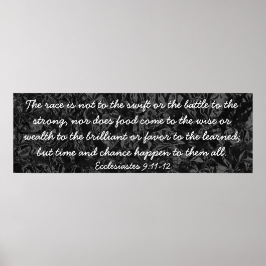 Poster Temps et chance vers de la Bible Ecclesiastes 9:11 (Devant)