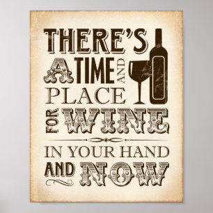 Poster TEMPS ET LIEU vintage POUR LE VIN Signe Imprimer