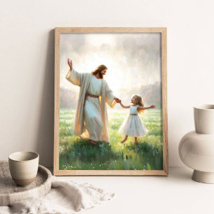 Poster Temps heureux, Art chrétien numérique, Jésus et Li