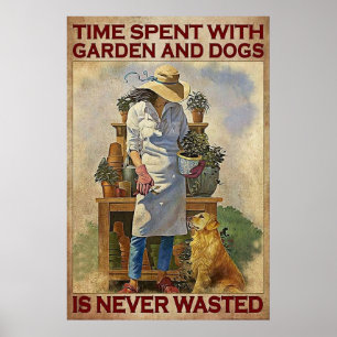 Poster Temps passé avec le jardin et le chien n'est jamai
