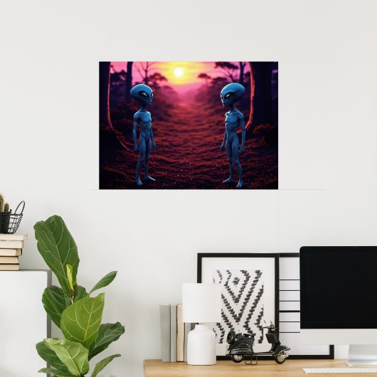 Poster Temps pour les amis IA Alien Art (Bureau à domicile)