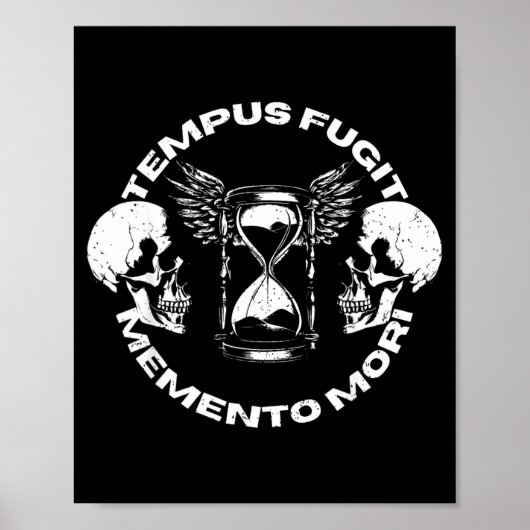 Poster Tempus Fugit Memento Mori Skull Gothic Design (Devant)