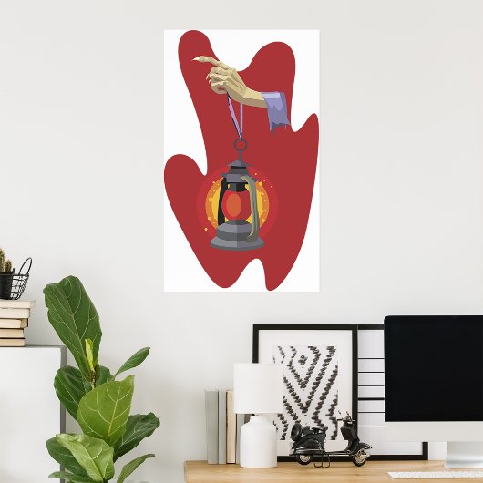 Poster Tenant Une Lanterne