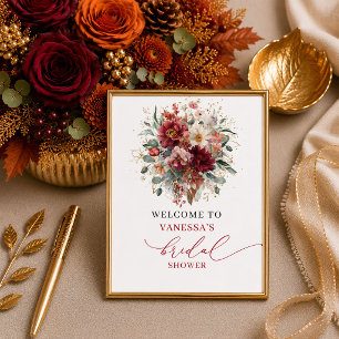 Poster Tendance cuivre boho automne bienvenue à la douche