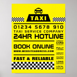 Poster Tendance et moderne, Taxi Cabine firme publicité