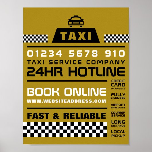 Poster Tendance et moderne, Taxi Cabine firme publicité (Devant)