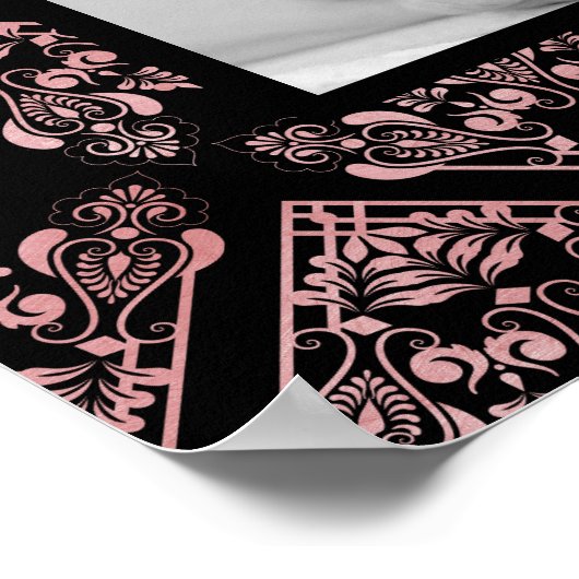 Poster Tendance rose Damask Custom Photo Funérailles Bien (Coin)