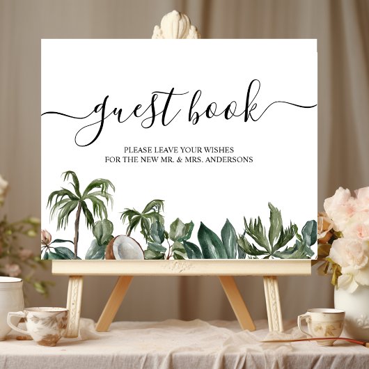 Poster Tendance Tropical Aquarelle Feuilles Vertes