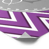 Poster Tendance violet Chevron Motif gris Monogramme (Coin)