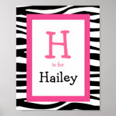 Poster Tendance Zebra Print Nursery Wall Art Name Print (Devant)