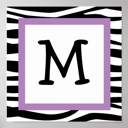 Poster Tendance Zebra Print Nursery Wall Art Name Print (Devant)