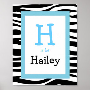 Poster Tendance Zebra Print Nursery Wall Art Name Print