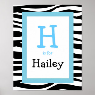 Poster Tendance Zebra Print Nursery Wall Art Name Print