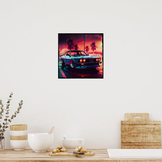 Poster Tendances Synthwave - BMW Classics AI-Génération A (Cuisine)