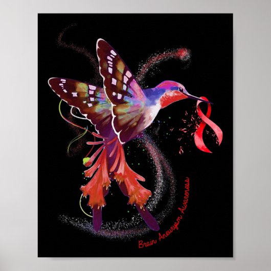 Poster Tenir Burgundy Ribbon Cerveau Aneurysme Sensibilis (Devant)