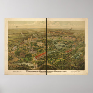 Poster Tenn Centennial Expo 1897 Carte panoramique antiqu