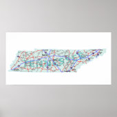 Poster Tennessee Interstate Map Imprimer (Devant)