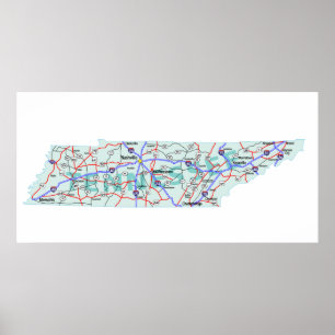 Poster Tennessee Interstate Map Imprimer