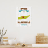 Poster Tennessee State Map Art- Love NashVille Art (Cuisine)