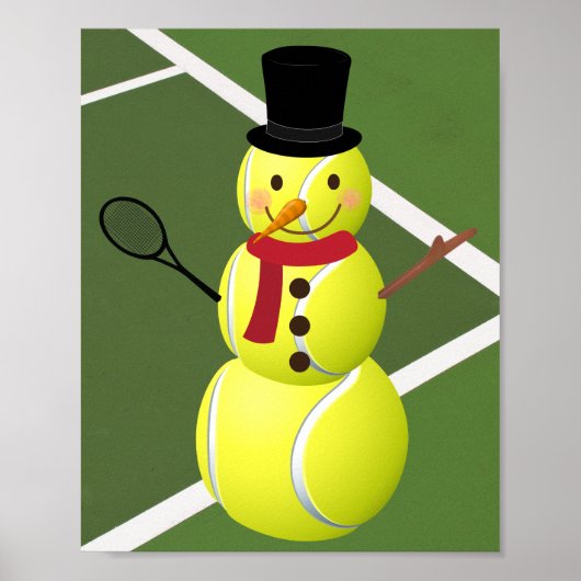 Poster Tennis Ball Snowman et Noël (Devant)