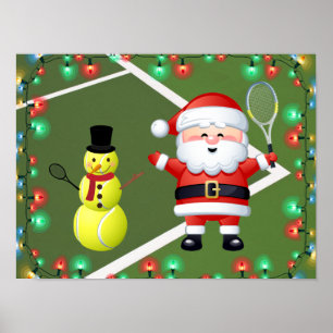 Poster Tennis Ball Snowman et Noël du Père Noël