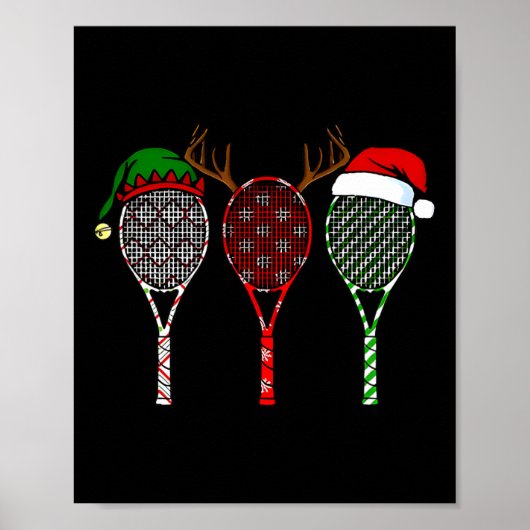 Poster Tennis Joyeux Noël 3 Tennis Racket Noël (Devant)