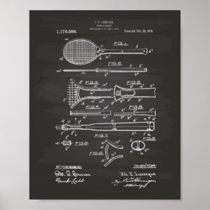 Poster Tennis Racket 1916 Art Brevet - Chalkboard