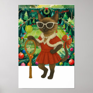 Poster Tennis robe à thème Noël pour les amateurs de chat