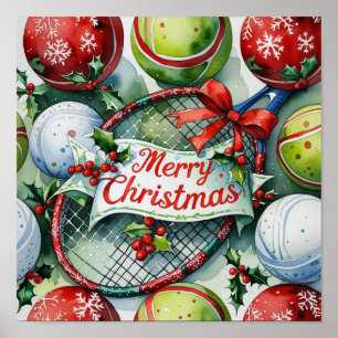 Poster Tennis sur le thème de Noël pour joueur 