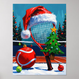 Poster Tennis sur le thème de Noël pour joueur 