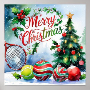 Poster Tennis sur le thème de Noël pour joueur 