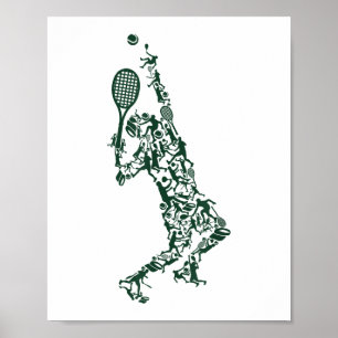 Poster Tennis T Shirt - Joueur Positionne des boules Rack