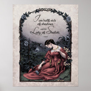 Poster Tennyson "Lady of Shalott" Art victorien 16x20