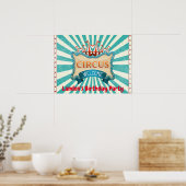 Poster Tente de cirque turquoise et rouge Anniversaire (Cuisine)