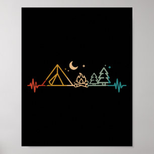 Poster Tente de rythme cardiaque de camping Feu de camp A