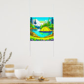 Poster Tente Floating sur le lac Camping Thème (Cuisine)