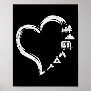 Poster Tentes de camping cœur mignon amour camping Trees