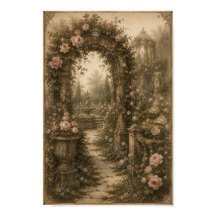 Tenture murale de jardin arboré de roses Whisper R