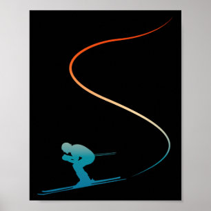 Poster Tenue de ski rétro vintage skieur nordique