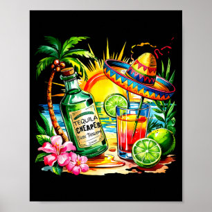 Poster Tequila drôle de boisson Cinco De Mayo Fête mexica